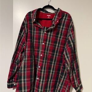 Men's Red and Green Plaid Shirt